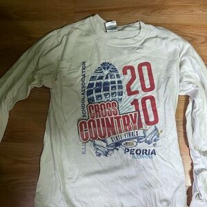 Womens Cream Graphic Long Sleeve Shirt